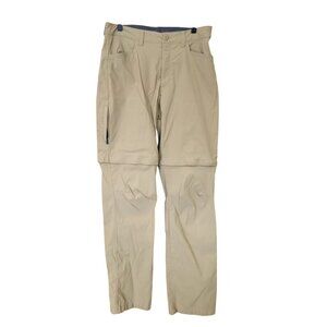 EDDIE BAUER Convertible Tech Pant Short Saddle Tan Pocket Lightweight Mens Size